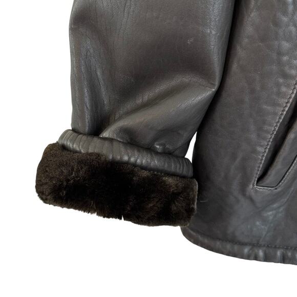 RC Comstock Expedition Aviator Flight Bomber Jacket Brown Leather Faux Fur Lined - Picture 7 of 16
